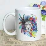 Mayrey Custom Photo Lion Printing Mug Watercolor Lion Picture Mug 11oz Beer Mug With Photo Coffee Cup