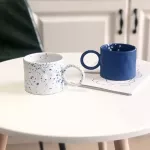 Big Earring Cup Nordic Coffee Mug Big Handle Ceramic Mugs with Dots Home Office Water Tea Cups Milk Cup