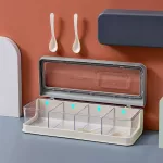 Four Grid Transparent Spice Jar Salt and Pepper Shakers Nordic Kitchen Seasoning Container SPICES Tableware Storage Box