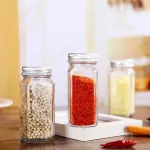 Kitchen Square Seasoning Jar Pepper Bottle Sticken Season Seasoning Jar Glass Jar Seasoning Box BarbeCue Seasoning Bottle Set