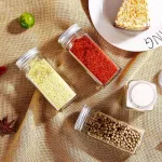 Kitchen Square Seasoning Jar Pepper Bottle Sticken Season Seasoning Jar Glass Jar Seasoning Box BarbeCue Seasoning Bottle Set