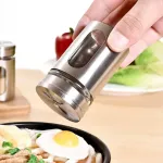 Spice Jar Stainless Steel Glass Pepper Shaker Bottle Seasoning Condiment Seal Storage Bottles Cooking Kitchen Tools 82*50mm