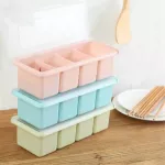 1set 4-Grid Polystyrene Seasoning Jar Storage Box Kitchen Spice Water Proof Powder Boxes Tools