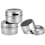 8 PCS /12 PCS Magnetic Spice Jar Set Stainless Steel Spice Tins Spice Storage Container Pepper Seasoning Sprays Tools