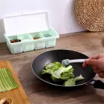 1set 4-Grid Polystyrene Seasoning Jar Storage Box Kitchen Spice Water Proof Powder Boxes Tools