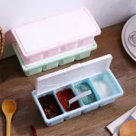 1set 4-Grid Polystyrene Seasoning Jar Storage Box Kitchen Spice Water Proof Powder Boxes Tools