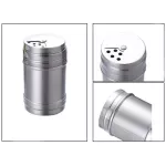 Stainless Steel Seasoning Pepper Spice Salt Shaker Rotating Lid Seasoning Pot Kitchen Cooking Barbecue Tools