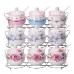 3-in-1 Ceramic Seasoning Jar Set Seasoning Tank Salt Shaker Three-Piece Kitchen Utensils Korean Cruet Seasoning Bottle Pepper