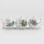 3-in-1 Ceramic Seasoning Jar Set Seasoning Tank Salt Shaker Three-Piece Kitchen Utensils Korean Cruet Seasoning Bottle Pepper