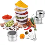 New Magnetic Spice Jars Stainless Steel Cans Spice Jars With Transparent Lid Labels Seasoning Pepper Spices Storage Box