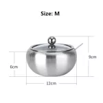 Stainless Steel Seasoning Pepper Jar Spice Salt Container with Spoon Glass Cover Home Restaurant Kitchen Supplies