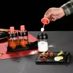 250ml Glass Seasoning Tank Kitchen Spice Bottles Pepper Spoon Seasoning Jars Oil Brush Honey Contain Storage Container