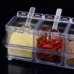 4box Kitchen Seasoning Bottle Set Salt Box Sugar Pot Pepper Jar Spice Containers Condiment Racks Dish Plastic Storage Box Case