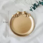 Creative Resin Plate Lovely Retro Gold Bow-Knot Pattern Dessert Fruit Cake Plates Storage Home Decoration