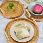 WOVEN RATTAN BASKET TRAY WITH HANDLE BRUAD FOOD Storage Plate for Breakfast Drink Snack Coffee Tea Handmade Storage