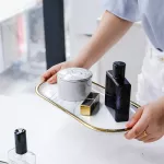 1PC Nordic Creative Ceative Ceramic Marble Storage Oval Jewelry Organizer Food Dessert Desk Desk Desk Decorative Holder