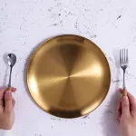Stainless Steel Golden Plate Destern Food Plate Food Tray Opp Bags Need to Be Wrapped in Foam Three Sizes