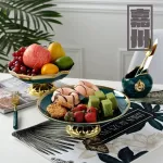 Ceramic Japanse Candy Snack Food Trays Cake Stand Malachite Green Wedding Party Table Decoration Serving Tray Kitchen Organizer