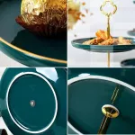 Ceramic Japanse Candy Snack Food Trays Cake Stand Malachite Green Wedding Party Table Decoration Serving Tray Kitchen Organizer