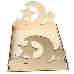 4 Wooden Artistic Eid Mubarak Party Serving Tableware Tray Display Wood Display Dish Fruits Platter Snacks Plate Desserts