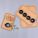 1PC Wooden Bamboo Tray Tea Cup Saucer Fruit DESSERT DINNER PLANT Storage Pallet Decoration Sushi Food Rectangular Plate