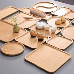 1PC Wooden Bamboo Tray Tea Cup Saucer Fruit DESSERT DINNER PLANT Storage Pallet Decoration Sushi Food Rectangular Plate