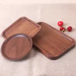 1pcs Wood Serving Tray Round Square Breakfast Snack Bread Dessert Cake Plate Food Storage Dish for Hotel Home Serving Tay