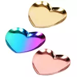 Love Heart Shaped Stainless Steel Organizer Ring Earrings Necklace Jewelry Storage Display Tray Home Decoration Accessories