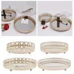 Tray Serving Mirror Jewelry Dish Storage Display Tray 17.5x17.5x5cm Line