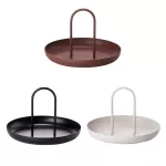 Nordic Desk Storage Tray Plastic Round Jewelry Tays Living Room Kitchen Table Meal Ring Tragers Storage with Handle