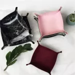 Decorative Storage Trays Faux Leather Storage for Wallet Coin Sundries Storage Organization