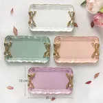 European Style Retro Resin Bow-Knot Cake Storage Trays Makeup Organizer Dessert Plate Square Necklace Tray Kitchen Tableware