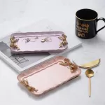 European Style Retro Resin Bow-Knot Cake Storage Trays Makeup Organizer Dessert Plate Square Necklace Tray Kitchen Tableware
