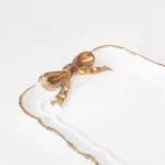 European Style Retro Resin Bow-Knot Cake Storage Trays Makeup Organizer Dessert Plate Square Necklace Tray Kitchen Tableware