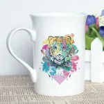 Mayrey Art Bone China Coffee Cup Tiger Printing Tea Mug With Design Best Watercolor Tiger Picture Mug Cool Present