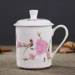 Jingdezhen Bone China Ceramic Large Cups With Cover Drinkware Porcelain Mug Meeting Office Mug About 500ml