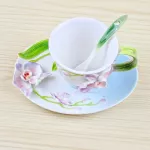 Enamel Coffee Mugs Tea Cups And Mugs With Saucer Spoon Sets Bone China Cup