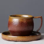 New Ins Stoneware Handmade Japanse Style Vintage Coffee Cup After Ceramic Mug Set Retro Coffee Cup