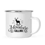 Stainless Steel Camping Coffee Mug The Adventure is Calling Me Birthday Outdoors Metal Enamel Campfire Cup.