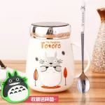 Ceramic Cartoon Totoro Coffee Mug Cartoon Tea Milk Copo With Lid Large Capacity Cup Drinkware With Spoon 400ml