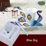 Enamel Peafowl Coffee Mugs Procelain Tea Cups With Saucer Spoon Creative Home Office Mark Drinkware
