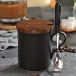 Nordic Art Retro Stoneware Coffee Cup Set Creative Mug With Lid Spoon Modern Minimalist Home Ceramic Office Afternoon Teatea Cup
