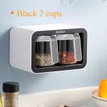 Wall Mount Spice Rack Organizer Sugar Bowl Salt Shaker Seasoning Container Spices with Spoons Kitchen Supplies Storage Set