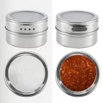 Magnetic Spice Jar Stainless Steel Seasoning Pot Set Household Seasoning Bottle Cup Magnetic Tank with Stickers Kitchen Tools