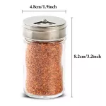 6PCS Stainless Steel Lid Condiment Pot Seasoning Bottle Glass Kitchen Supplies and Materials Saltcellar Rotational Reggulation