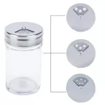 6PCS Stainless Steel Lid Condiment Pot Seasoning Bottle Glass Kitchen Supplies and Materials Saltcellar Rotational Reggulation