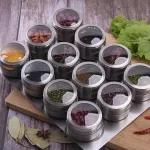 New Magnetic Spice Jars Tins Stainless Steel Spice Jars Set with Clear Lid Labels Seasoning Pepper Spice Storage Container Box