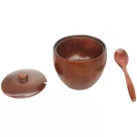 Seasoning Cans Natural Wood Spoon Japanse Style Salt Sugar Bowl Storage Container with Lid Kitchen Tools Gadgets