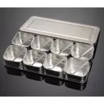 Japanse Stainless Steel Seasoning Box Set Creative Seasoning Jar 6 Grid 8 Grid Optional with Lid Kitchen Health Spice Box Q221