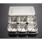 Japanse Stainless Steel Seasoning Box Set Creative Seasoning Jar 6 Grid 8 Grid Optional with Lid Kitchen Health Spice Box Q221